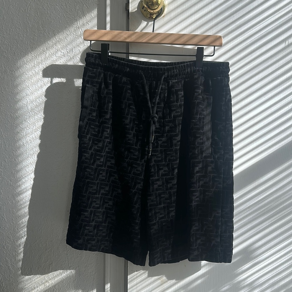 Fendi Black Original Velvet shorts in small